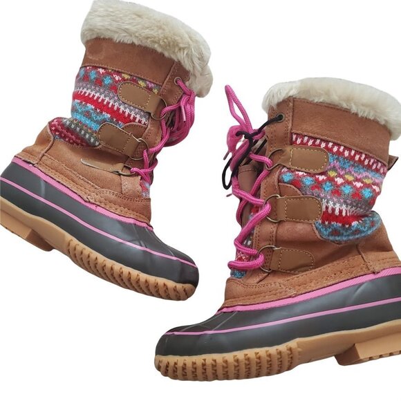 2/$25 Khombu kid girls dana brown snow boots